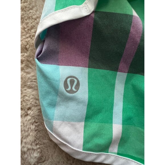 Lululemon Plaid Multicolor Swiftly Shorts Size 8 Activewear With White Waistband - Picture 4 of 8